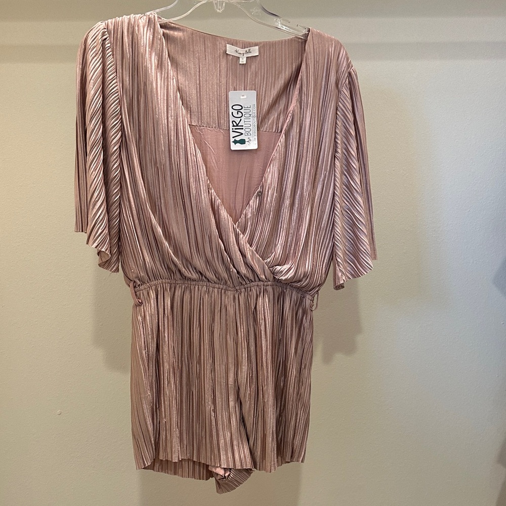 Honey Belle Pink Pleated Jumpsuit